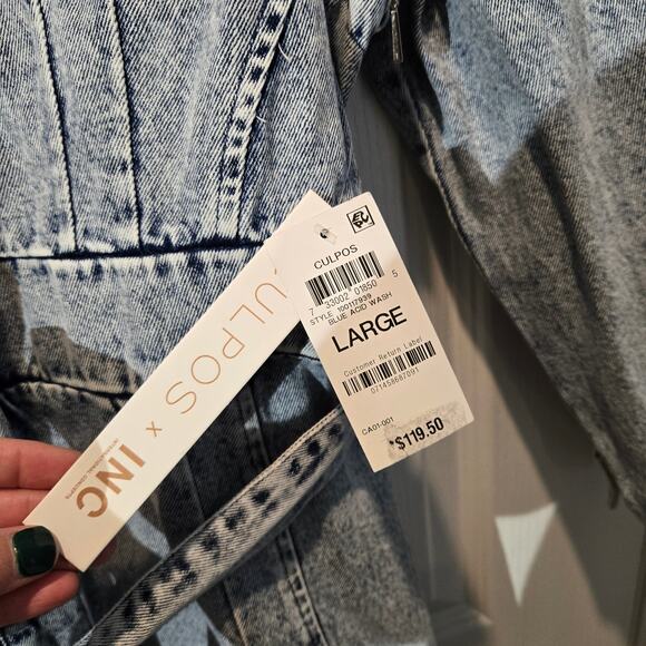 NWT denim dress convertible sleeves Culpos X INC  sz L - Picture 4 of 8